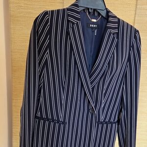 DKNY Woman's Navy Striped Blazer